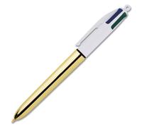 Stylo bille 4 couleurs Bic Shine rétractable pointe 1 mm - écriture moyenne - Corps Or
