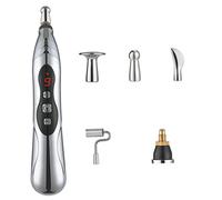 Stylo à acupuncture électronique 9 engrenages USB Pen rechargeable stylo pour soulagement de la douleur vibrant avec 5 têtes de massage pour la douleur en relief