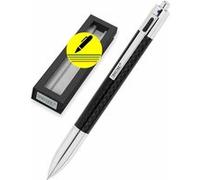 Stylo à bille - 4 couleurs - Rétractable - Carbone noir - Pointe moyenne - Avec étui - ONLINE Noir