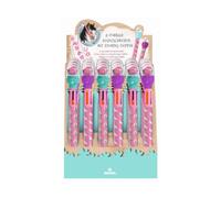 Stylo à bille 6 couleurs avec tampon, modèles chevaux, modèles assortis