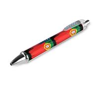 Stylo à bille amusant imprimé drapeau des États-Unis et du Portugal, rétractable, noir, corps rond, pointe fine, 0,5 mm, 1/2/4 pièces