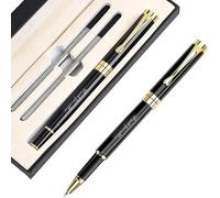 Stylo à bille avec gravure et 2 recharges d'encre noires, personnalisable, avec décor chromé, cadeau d'adieu, collègue, éducatrice, enseignante, camarade de classe, petite amie