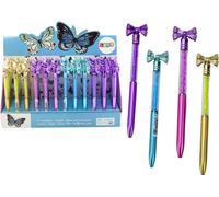 Stylo à bille avec noeud, diamants, mine bleue, 0,7 mm, Mix