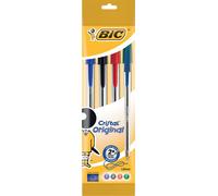 Stylo à bille BIC Cristal, assorti, en sachet de 4 pièces