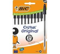 Stylo À Bille - Bic - Cristal Original - Boîte De 10 - Couleur Noire - Pointe Fine