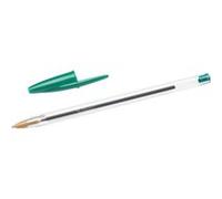 Bic Stylo À Bille Verte Cristal Pointe Moyenne Corps Transparent À Capuchon