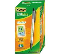Stylo à bille - BIC - Ecolution Clic Stic - Pointe moyenne - Encre noire - Lot de 50