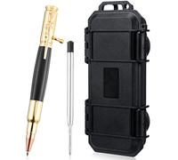 Stylo à bille Bolt Action avec boîte cadeau en métal solide pour les amateurs de pistolets avec recharges d'encre noire pour papa, collègue, petit ami, mari, remise de diplôme, fête des pères, cadeau de Noël (noir doré)