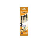 BIC Stylos à bille Cristal Original Medium – Encre noire – Lot de 4