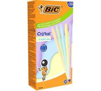 Bic Stylo À Bille Cristal Pastel, Trait Bleu, 20 Pièces