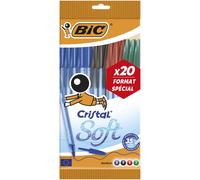 Stylo À Bille Cristal Soft Assortis X 20 Bic