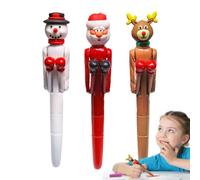 Stylo à bille de boxe, stylo de boxe de Noël - 3X stylos fantaisie amusants de Noël avec bras de poinçonnage - Stylo d'écriture, stylos amusants Fidget pour garçons et filles, outil d'écriture créativ