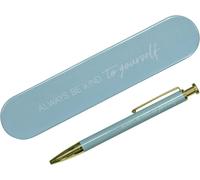 Stylo À Bille De Haute Qualité Dans Une Boîte Cadeau - Idée Cadeau Idéale Pour Le Début De L'université - Menthe - Pour Femmes Et Hommes - Imprimé Avec Un Slogan Motivant - Set N° 3