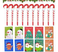 Stylo à Bille de Noël,10 pièces Stylos à Bille en Forme de Canne de Bonbon+10 Pièces Mini Bloc-notes De Noël,Gel Encre Stylos,Stylo à Encre Gel pour Noël,pour École,Bureau,Famille Papeterie Fourniture