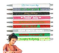 Stylo à bille de Noël - Stylos à encre sur le thème des vacances avec figurines de Noël - Idéal pour offrir, pour un usage au bureau et comme cadeau de fête - Outils d'écriture durables avec des