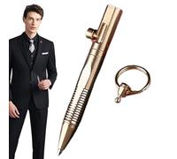 Stylo à bille de poche - Longueur en laiton de 10 cm, finition noire vintage, design porte-clés compact, corps cylindrique fin | Accessoire de transport quotidien pour écrire, sac à dos, journal