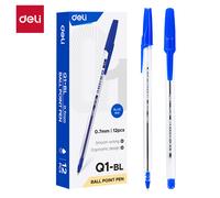 Stylo à bille Deli, fournitures de bureau, pointe en ogive de 0,7 mm, bleu, 12 pièces
