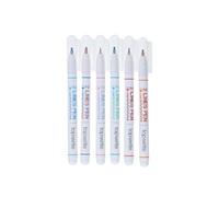 Topwrite Lot de 6 Stylos à Bille Double Ligne Pointe Fine 0,5mm Blanc