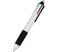 WEDO 2564400 256226 Stylo à bille 4 couleurs (avec mécanisme coulissant et quatre mines courtes DIN interchangeables dans l'étui) chrome/noir/rouge/bleu/vert, stylo uniquement
