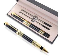 Stylo à bille en métal noir - Luxury Rollerball Pen with Refill - Pointe moyenne 1,0 mm - Encre noire