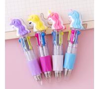 Stylo À Bille Épais Licorne 4 Couleurs, 1 Pièce, Mignon Kawaii, Dessin Animé, Animal, Rollerball, Fournitures De Papeterie Scolaire