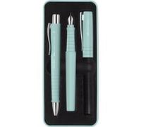 Faber-Castell 241053 Ensemble d'écriture Poly Pen bleu caribéen, Stylo-plume avec plume large et stylo-bille, Prise ergonomique, Idéal pour prise de notes, Pour étudiants, Écriture fluide