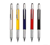 Stylo à bille multifonction 7 en 1 avec tournevis, niveau, stylet pour écran tactile, règle métrique et échelle pour un usage quotidien (bleu)