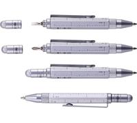 Stylo À Bille Multitâche (Petit) - Tool Pen - Règle Centimètre/Pouce - Tournevis Cruciforme - Stylet (Argenté)