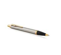 Parker stylo-bille IM métal brossé, pointe moyenne, recharge d’encre bleue – blister