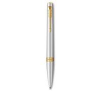 Parker Meridian Stylo à bille | Laque chromée avec garnitures dorées | Plume moyenne | Stylos pour l'écriture et Fournitures de papeterie | Encre bleue | Boîte cadeau de luxe
