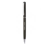 Stylo à bille personnalisé en fibre de café - Stylo d'écriture à action torsadée avec encre bleue et bordure chromée