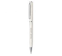 Stylo à bille personnalisé en paille de blé - Stylo d'écriture à action torsadée avec encre bleue et bordure chromée