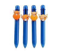 Stylo à bille Puckator modèle Stylo Multi-couleur (6 Couleurs) Highland Coo Cow - Vache Animal de la Ferme