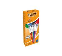 BIC 4 Couleurs Shine Stylos-Bille Rétractables Pointe Moyenne (1,0 mm) - Corps Assortis Métallisés, Boîte de 12