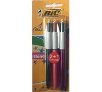 Stylo à bille rétractable BIC Shine 4 en 1, lot de 3