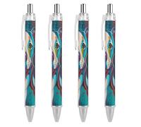 Stylo à bille rétractable Bulldog coloré et vibrant, pointe de 0,5 mm, encre noire, écriture fluide, lot de 4