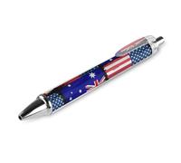 Stylo à bille rétractable élégant avec motif drapeau des États-Unis et de l'Australie, 0,5 mm, encre noire pour agenda