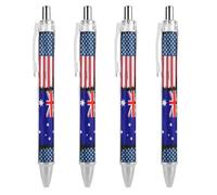 Stylo à bille rétractable élégant avec motif drapeau des États-Unis et de l'Australie, 0,5 mm, encre noire pour agenda