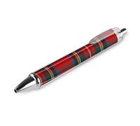 Stylo à bille rétractable haut de gamme, écriture fluide et élégante, encre à séchage rapide, motif écossais rouge inspiré de la culture européenne et occidentale, style irlandais abstrait vintage.