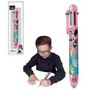 KIDS EUROSWAN, S.L. Stylo à bille rétractable Minnie Mouse – 6 couleurs, pour enfants 3 ans+