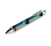 Stylo à bille rétractable noir avec drapeau des États-Unis et de l'Afrique du Sud - Pointe fine 0,5 mm