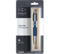 Stylo à bille rétractable Parker Vector bleu standard avec chrome trip medium