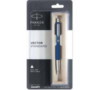 Stylo à bille rétractable Parker Vector bleu standard avec chrome trip moyen
