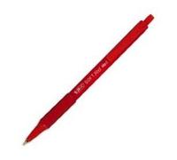 BIC Stylo bille Softfeel rétractable, grip caoutchouc, pointe 1 mm, écriture moyenne – rouge