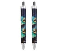 Stylo à bille rétractable style-12, motif méduse colorée, encre noire, 0,5 mm, pour écrire et signer, pour la maison, l'école et le bureau, lot de 2
