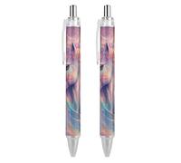 Stylo à bille rétractable style-18, motif méduse colorée, encre noire, 0,5 mm, pour écrire et signer, pour la maison, l'école et le bureau, 2 pièces