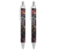 Stylo à bille rétractable style-19, motif méduse colorée, encre noire, 0,5 mm, pour écrire et signer, pour la maison, l'école et le bureau, lot de 2