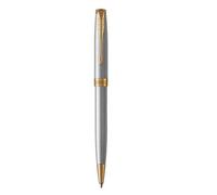 Parker Sonnet stylo bille luxe | acier inoxydable avec attributs or | pointe moyenne | Fourniture scolaire | encre noir | coffret cadeau