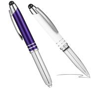 Stylo à Bille Stylet Métal Lumière LED Rentrée Scolaire | Lot de 2, Pointe Fine Tactile, Clip de Poche, Écriture Fluide, Usage Bureau et Dessin