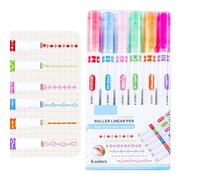 Stylo à bordure magique, lot de 6 stylos à dessin, surligneur courbe, fournitures multifonctions pour scrapbooking, stylos à bordure magique amusants pour l'écriture de journal, planificateur